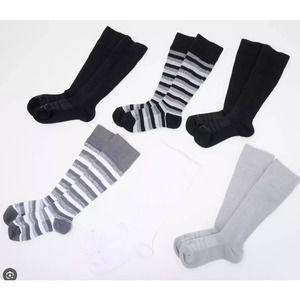 4 Pack Tommie Copper 6 Pack SnugStay OTC Compression Socks - Basic Stripe Medium